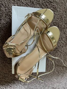 Gold Metallic Strappy Women’s Sandals